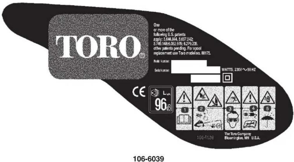 TORO 51348 - Adesivi di sicurezza o d'istruzione - 1