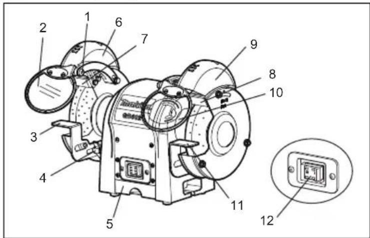 MAKITA GB602 - VEILIGHEIDS OOGSCHERM EN VONKDEFLECTOR - 1