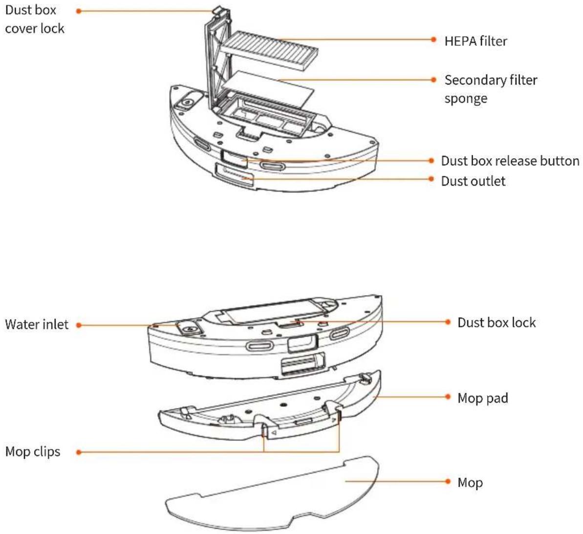 Ultenic D6S - in 1 Dust Box and Water Tank - 1