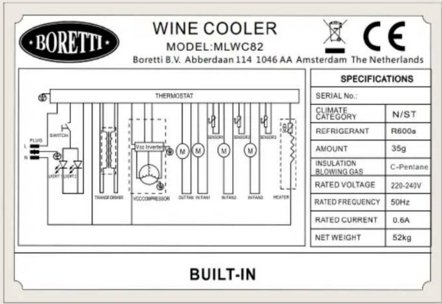 BORETTI Milano MLWC82 - Rating plate - 1