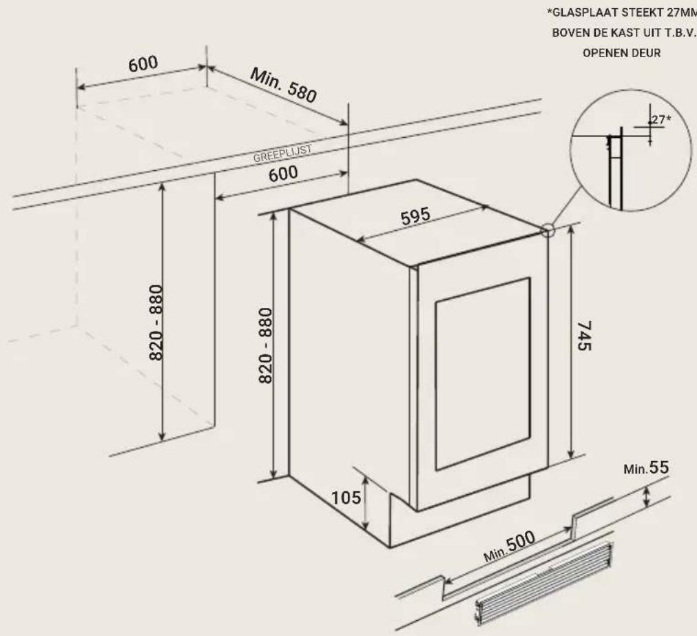 BORETTI Milano MLWC82ZG - Appliance dimensions - 2