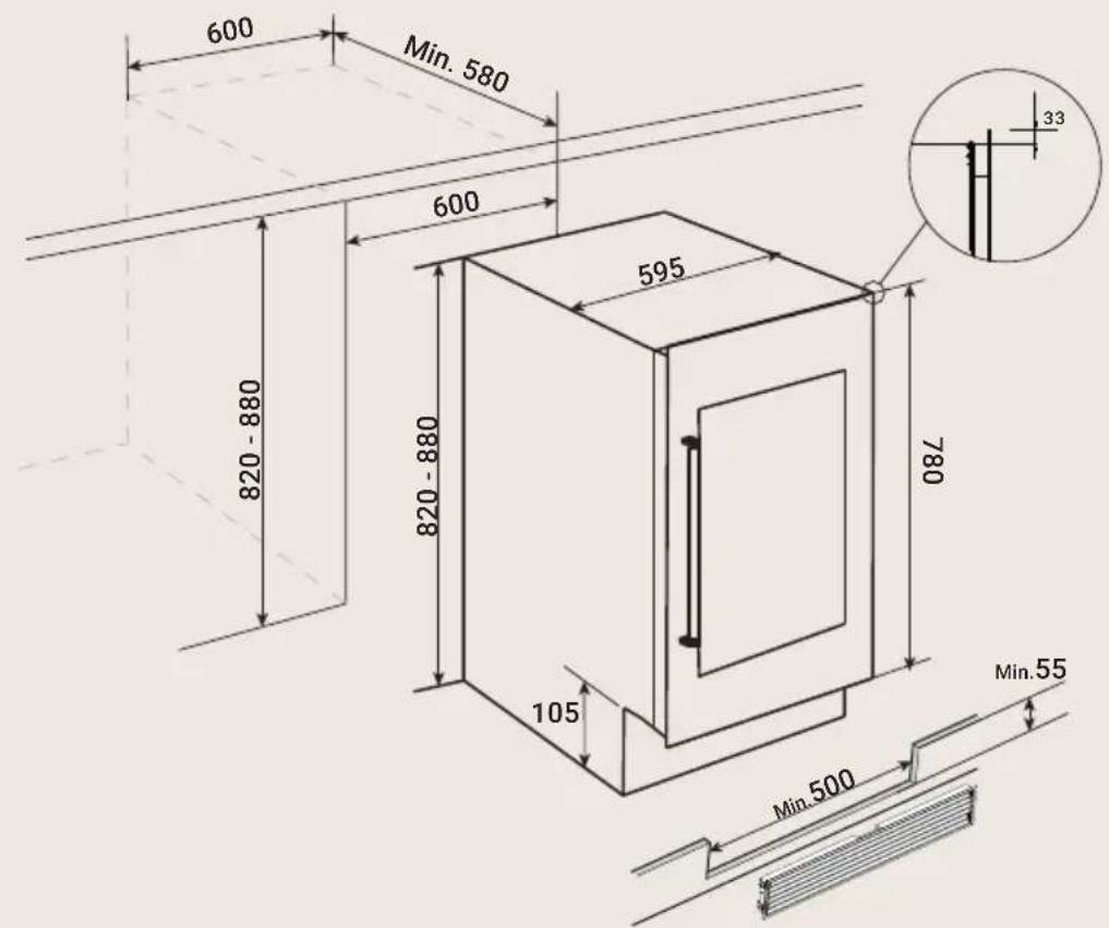 BORETTI Milano MLWC82ZG - Appliance dimensions - 1