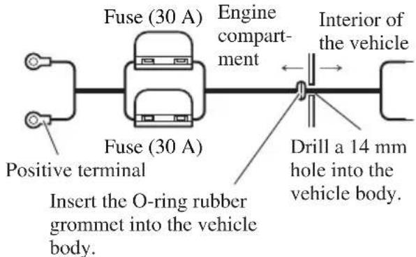 PIONEER GM-X354 - Pass the battery wire from the engine compartment to the interior of the vehicle. - 1