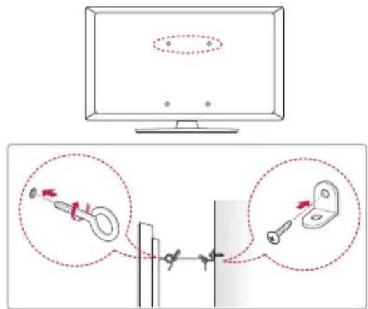 Diagram showing a computer monitor connected to a vertical pole with two close-up insets illustrating the correct and incorrect positioning of a key.