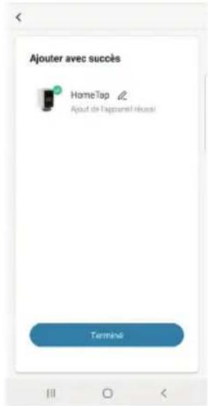 Ajouter avec succès HomeTap 02 Ajout de l'apparel réussi Terméni