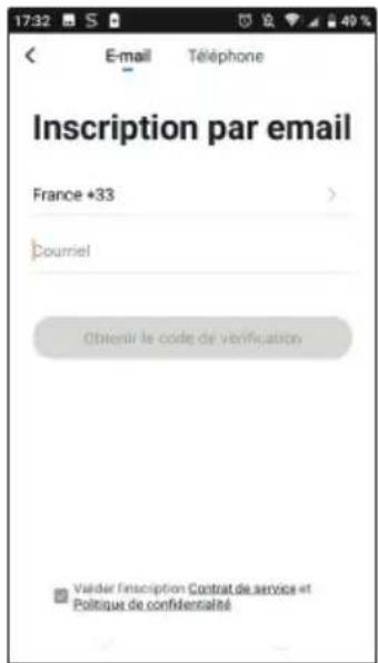 E-mail Téléphone Inscription par email France +33 Courniel Obtenir le code de verification Valider l'inscription Contrat de service et Politique de confidentialité
