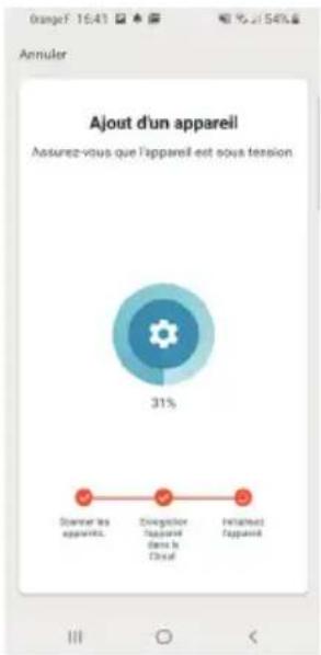 OrangeF 15:41 95,2/54% Annuler Ajout d'un appareil Assurez-vous que l'appareil est sous tension. 31% Spanner les apparels. Directional Supparel Rems à Chou! Intimidant Supparel