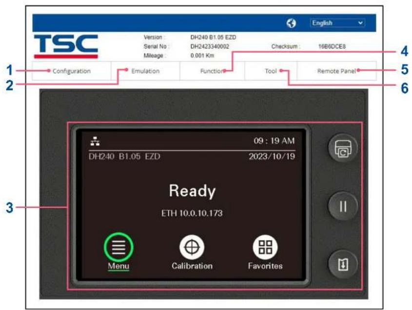 TSC DH240T - Web ユーザーインターフェイスの概要 - 1