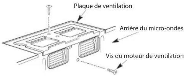 Plaque de ventilation Arrière du micro-ondes Vis du moteur de ventilation