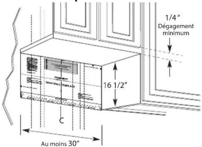 1/4" Dégagement minimum 16 1/2" C Au moins 30"