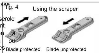 sse fig. 4 Using the scraper serole nt n ou es Blade protected Blade unprotected