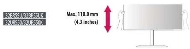 LG 32UR50B - Adjusting the Stand Height - 1