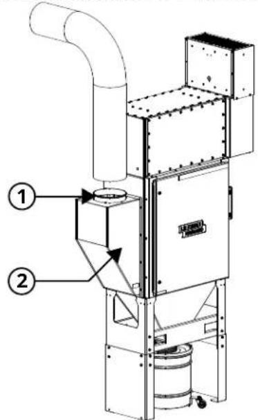 LINCOLN ELECTRIC PRISM Central System 2 - Illustration 5 : Bac à poussière, trémie et silencieux - 1
