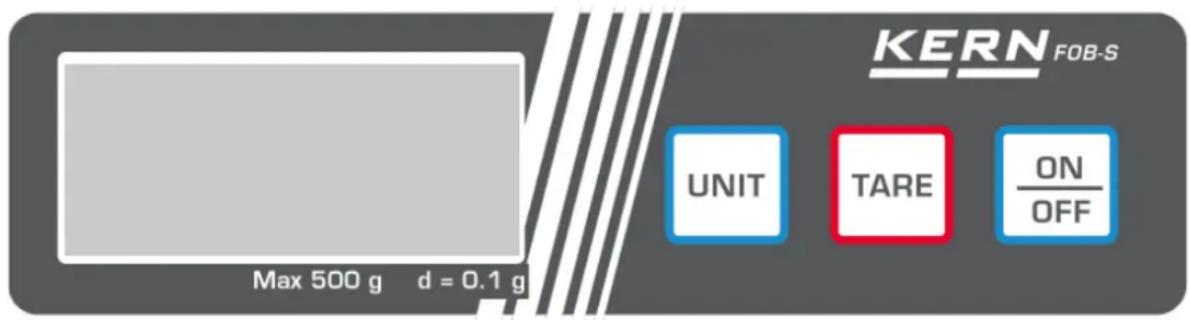 KERN FOB-S UNIT TARE ON OFF Max 500 g d = 0.1 g