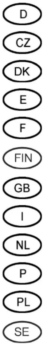 D CZ DK E F FIN GB I NL P PL SE