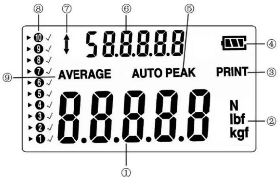 AVERAGE AUTO PEAK PRINT N lbf kgf