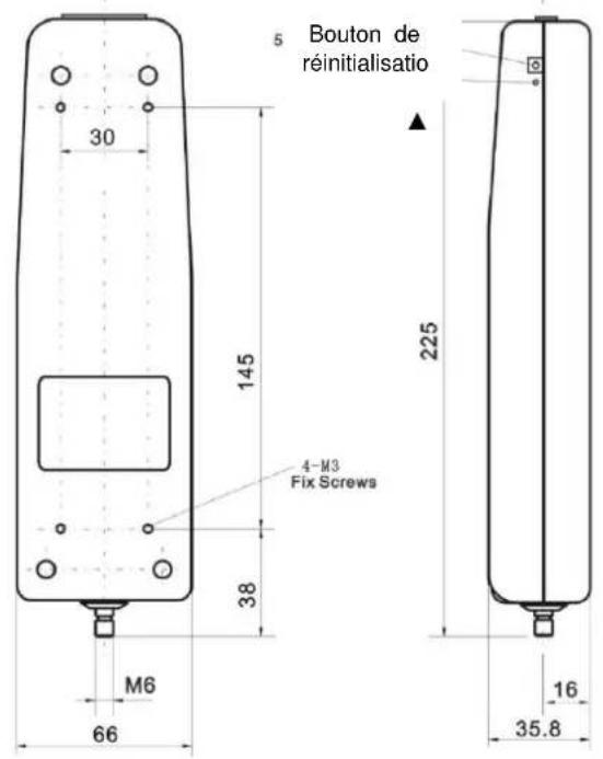 Bouton de réinitialisatio 5 30 145 225 4-M3 Fix Screws 38 M6 66 16 35.8