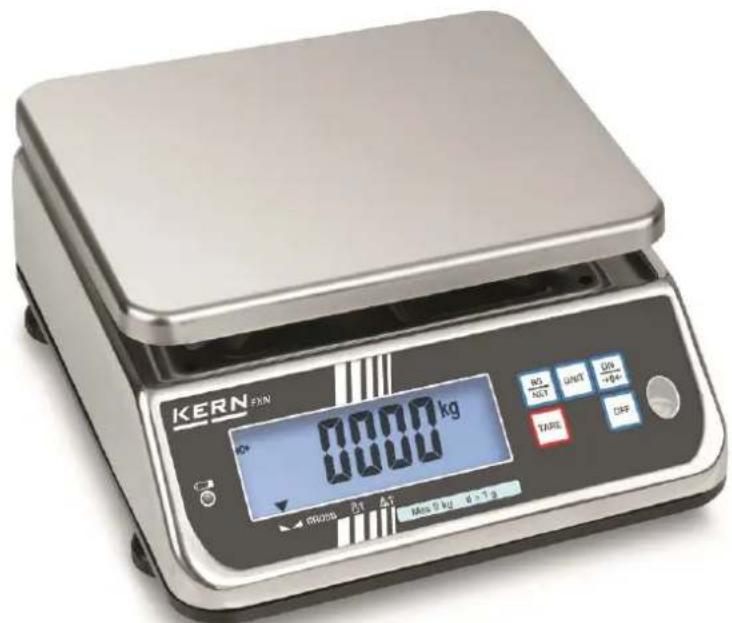 KERN 0000 kg kg UNIT OFF +/-+ TARE ORF RUSOB 21 A1 Min 0 kg d > T g