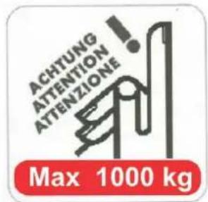 ACHTUNG ATTENTION ATTENZIONE Max 1000 kg