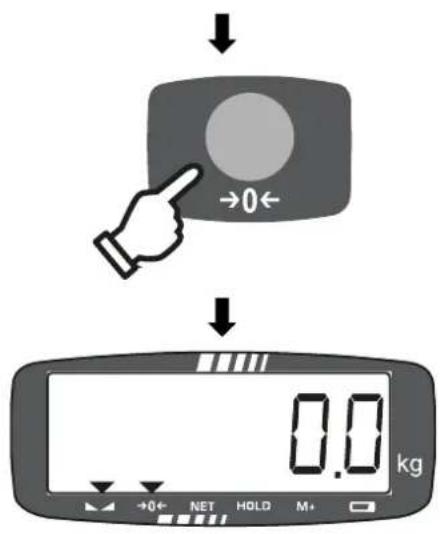→0← 0.0 kg →0← NET HOLD M+