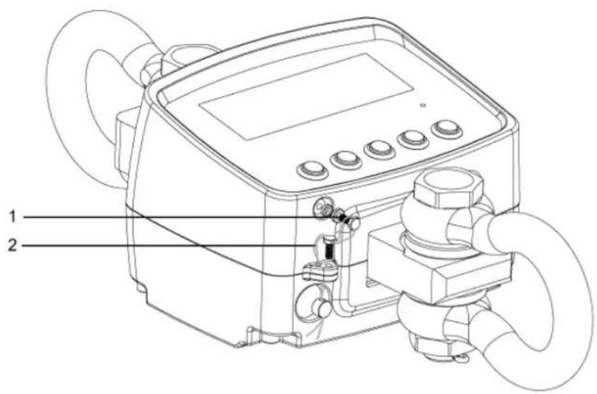 Technical diagram of a pressure vessel with labeled components and fluid flow paths