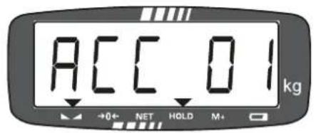 ACC 01 kg +0← NET HOLD M+