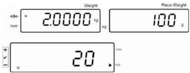 Weight 20.000 kg kg Piece Weight 100 g M 20 TOTAL POU