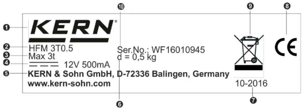 Kern HFM 5T0.5 - Plaque signalétique - 1