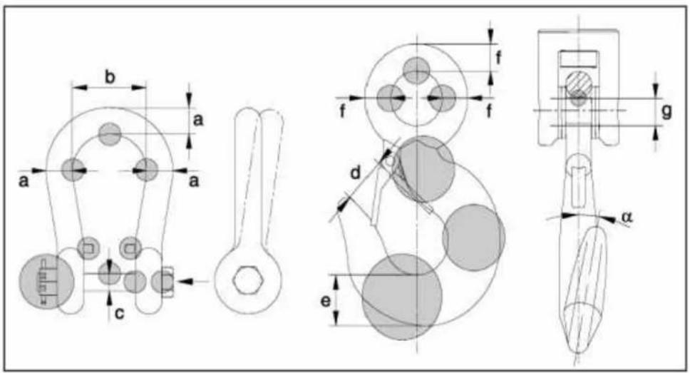 Kern HFM 5T0.5 - Drawings of a hook, shackle and crane scale - 1