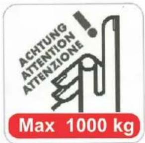 ACHTUNG ATTENTION ATTENZIONE Max 1000 kg