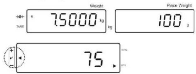 Weight 75000 kg TARE Piece Weight 100 g 75 TOTAL PCS