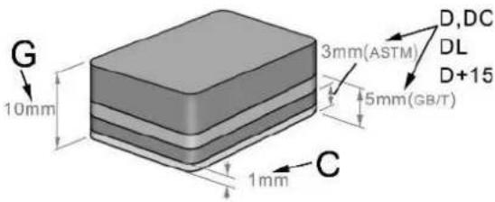 G 10mm 3mm(ASTM) 5mm(GB/T) C D,DC DL D+15 1mm