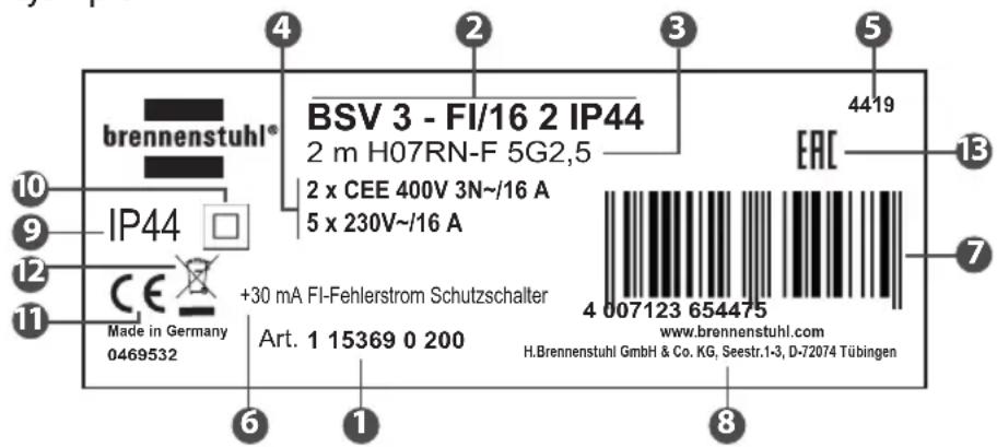 BRENNENSTUHL BSV 3 - Placa de identificación / etiqueta del dispositivo - 1