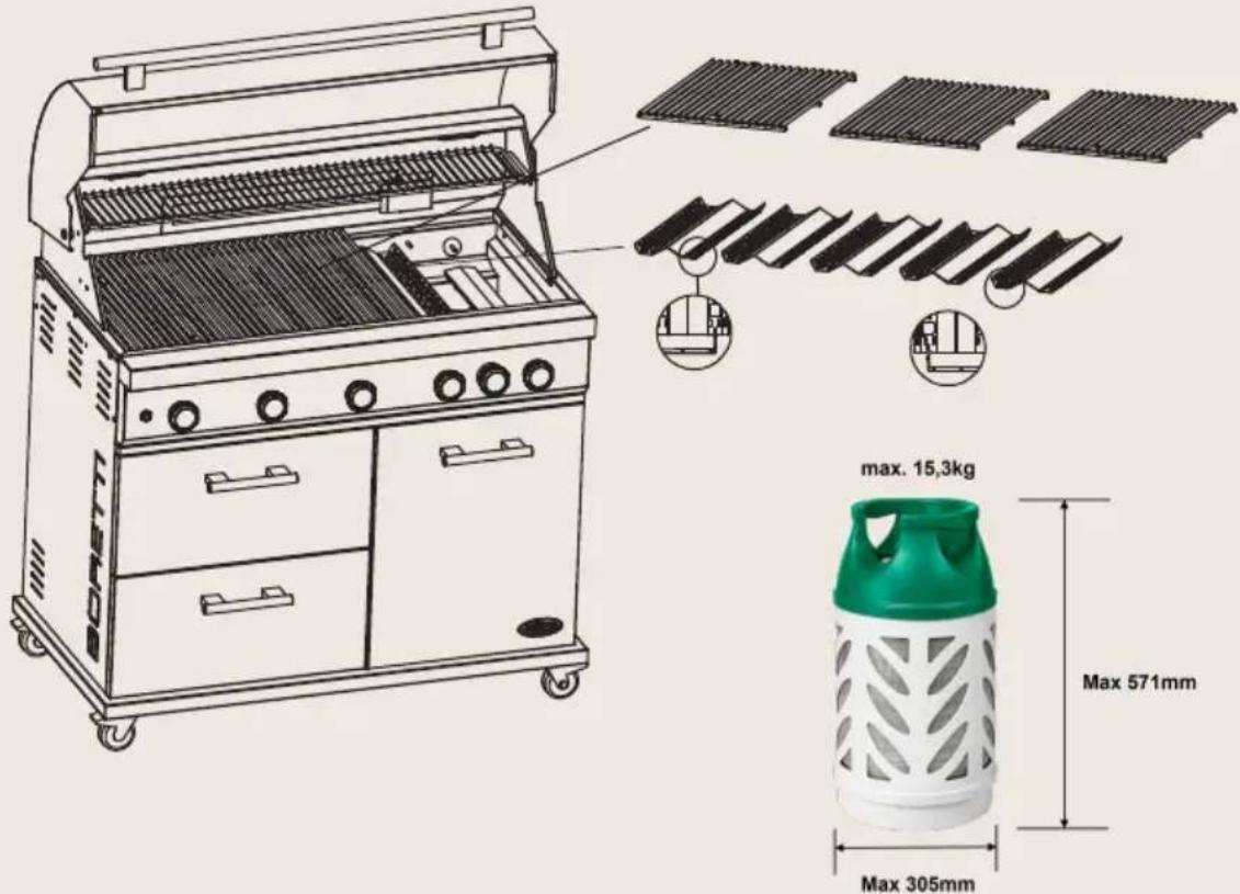 BORETTI Imperatore Nero 5B - Vaihe 6 – Ritilöiden ja liekinvaimentimien asentaminen - 1