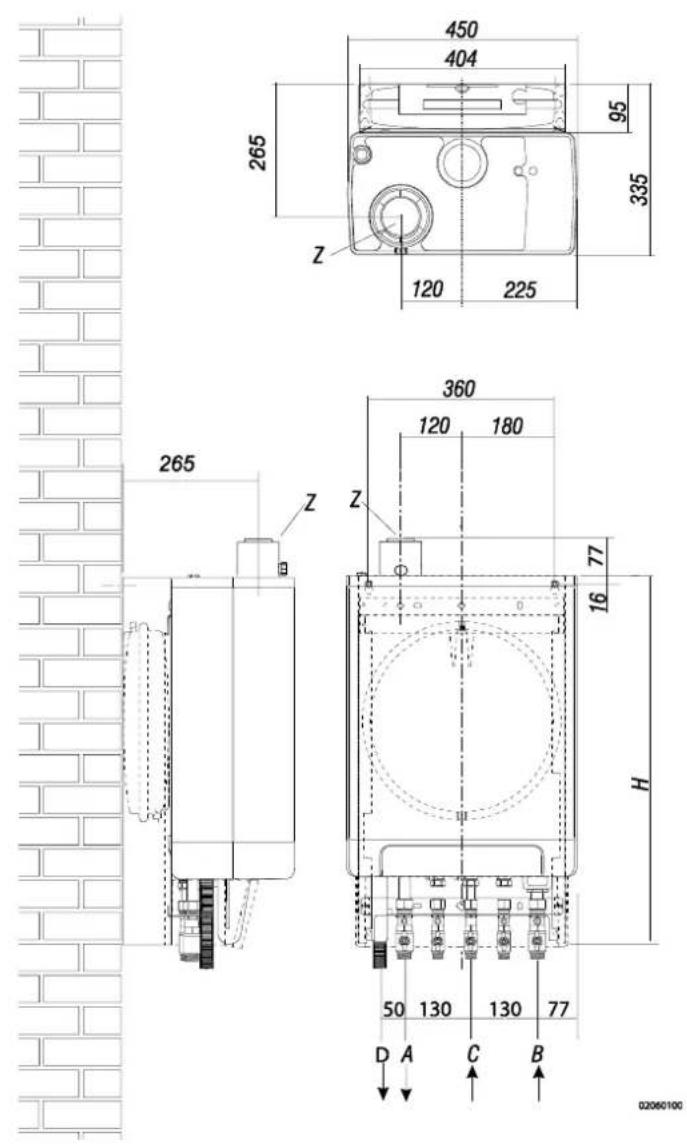 DAIKIN EHOB42ABV1H - Mesures d'installation - 2