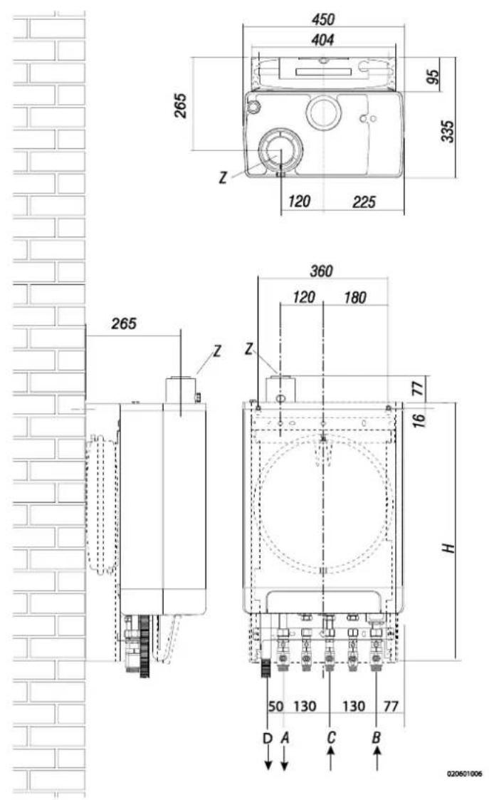 DAIKIN EHOB42ABV1H - Abmessungen der Anlage - 2