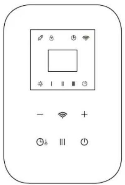 Veille Fonction WI-FI Arrêt minuteur 24 heures / Protection enfant Réglage du chauffage + Température / Minuteur plus - Température / Minuteur moins