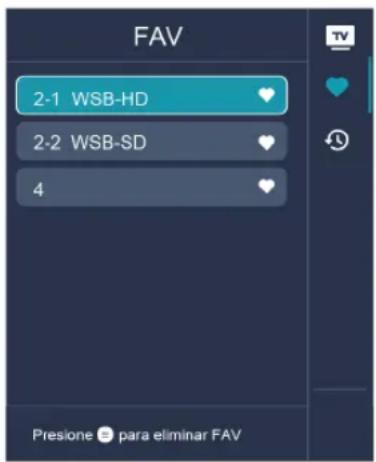 HISENSE 75A7N - Mostrar la lista de canales favoritos - 1