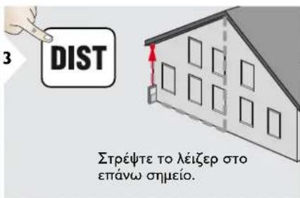 3 DIST Στρέψτε το λέιζερ στο επάνω σημείο.