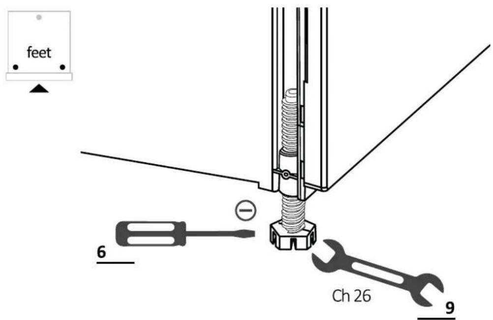HAIER XI 6B0M4PDB - Justering av höjden på de främre benen - 1