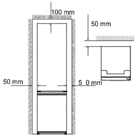 HAIER HTW5618ENPW - Recomendaciones de espacio Sección cruzada de ventilación - 2