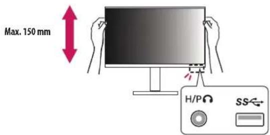 LG 24BA550 - De hoogte van de standaard aanpassen - 1
