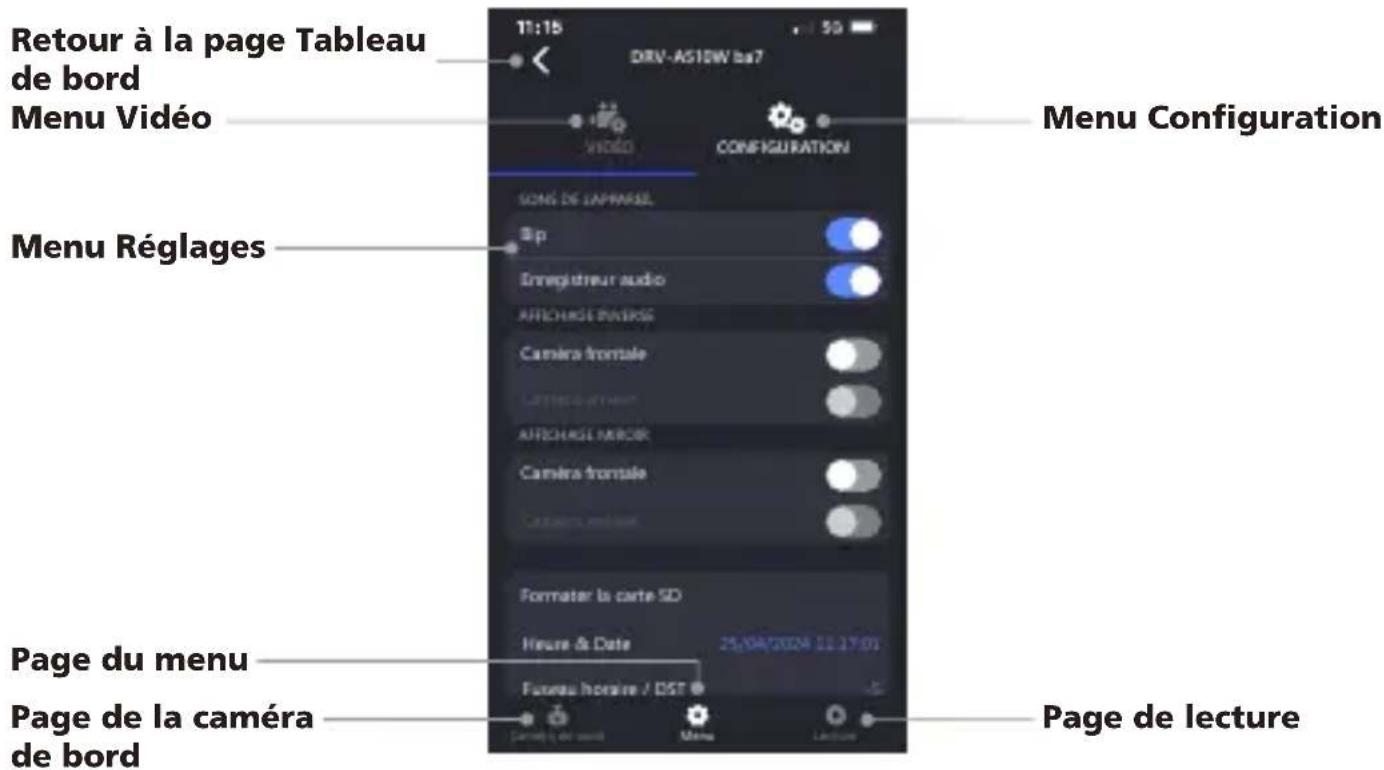 KENWOOD DRV-A510W - ACCÉDER AU MENU VIDÉO ET AU MENU CONFIGURATION (PAGE DE MENU) - 2