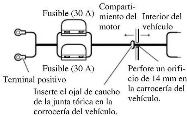 PIONEER GM-X352 - Pase el cable de bateria desde el compartmentimiento del motor al interi- or del vehiculo. - 1