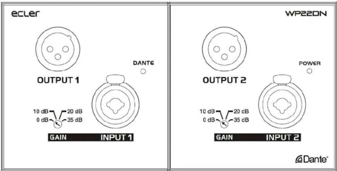 Ecler WP22DN - Commandes de la face avant du WP22DN - 1