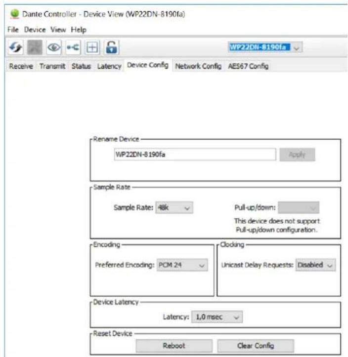 Ecler WP22DN - Configuration réseau et routage DANTE™/AES67 du WP22DN - 3