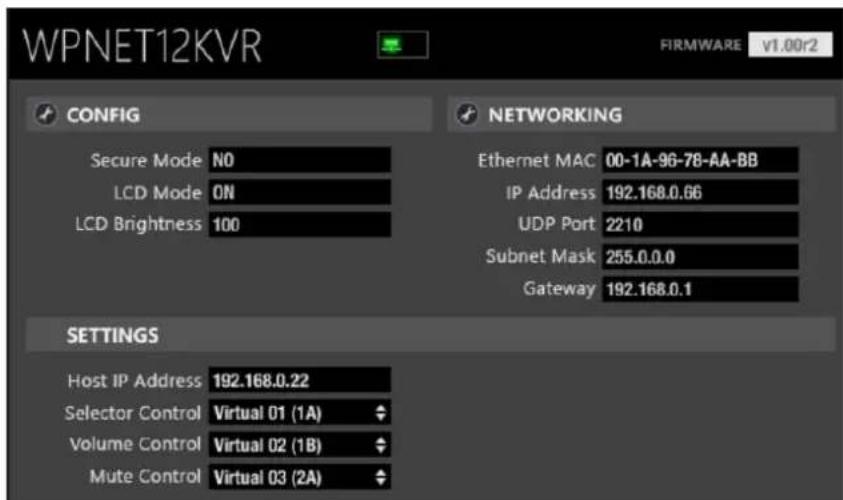 Ecler WPNET8K - Configuration d'un WPNET4KVR/WPNET12KVR - 2