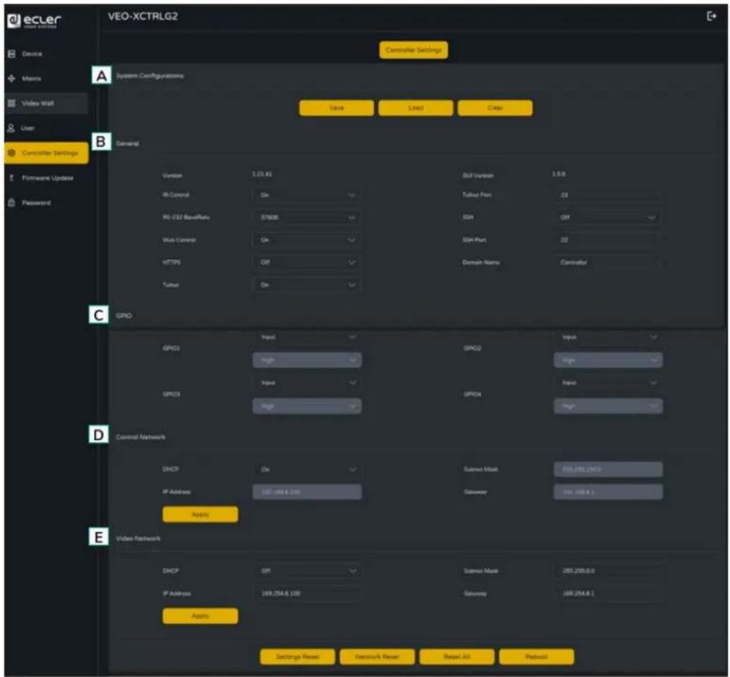 Ecler VEO-XCTRLG2 - Controller Settings (Paramètres du contrôleur) - 1