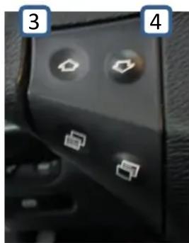 Close-up of a car interior control panel with four labeled buttons (no readable text or symbols beyond numbers)