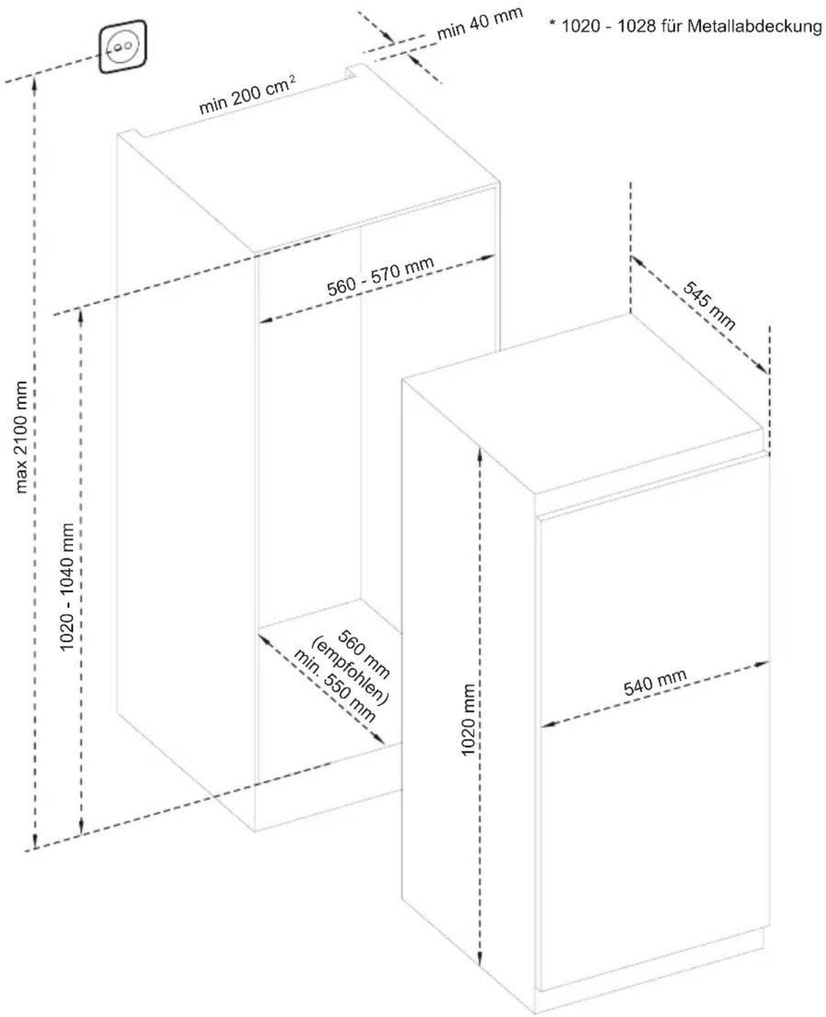 Exquisit EKS180-4-060E - Abmessungen - 1